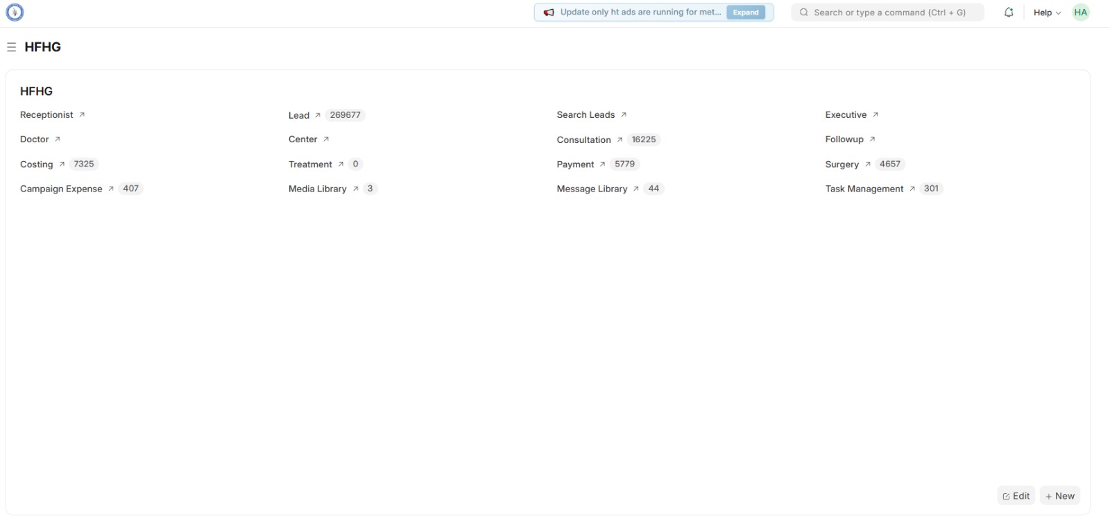Workflow representation of lead data flowing into CRM and being actioned by clinic executives.